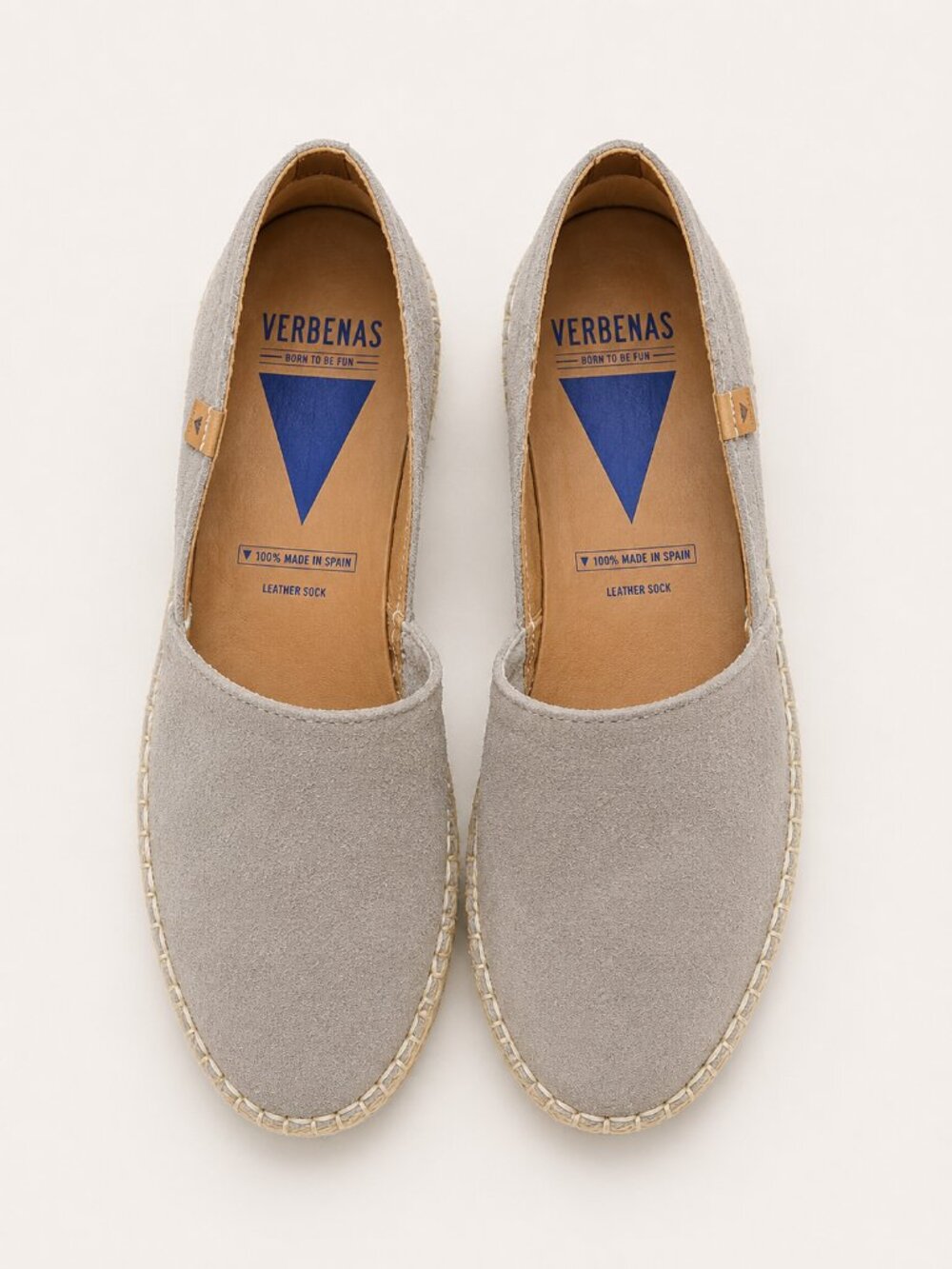 Verbenas Womens EU 38 Gray Suede Espadrille Flats Slip On Shoes Made in Spain